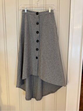 Women's ZARA XS Asymmetric high low Button-Front Skirt in Gray